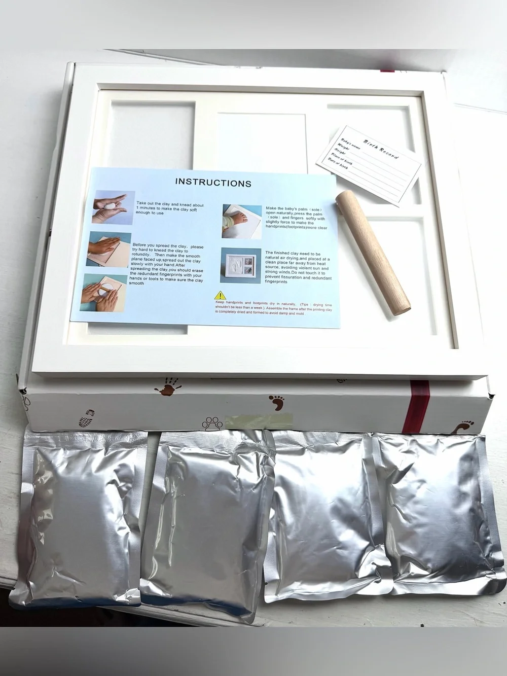 Baby Handprint & Footprint Keepsake Frame - White